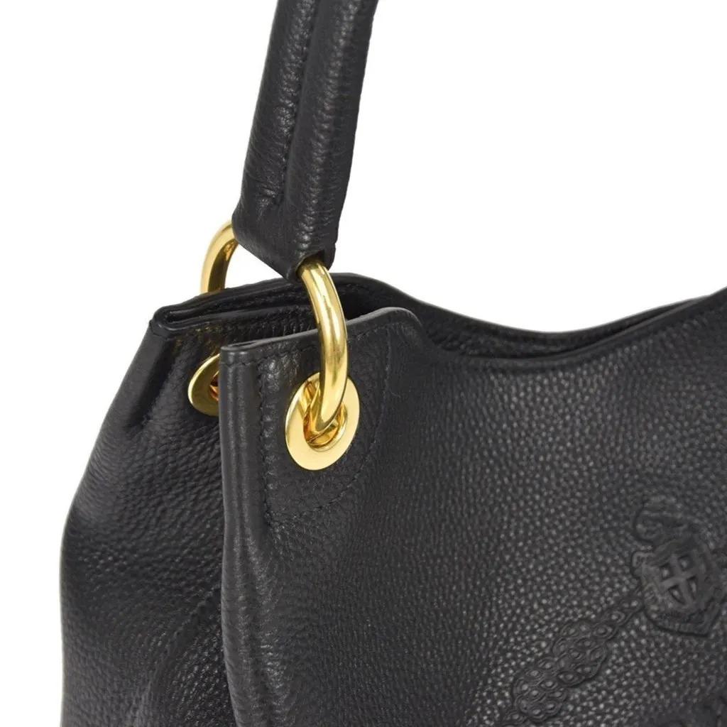 Prada Vitello Phenix Black Leather Embossed Logo Hobo Tote Bag Black Leather Never worn, with tag - Box View