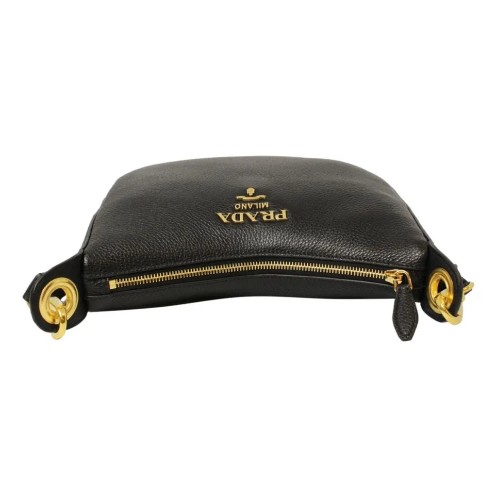 Prada Black Vitello Phenix Leather Web Stripe Strap Crossbody Black Leather Never worn, with tag - Model View