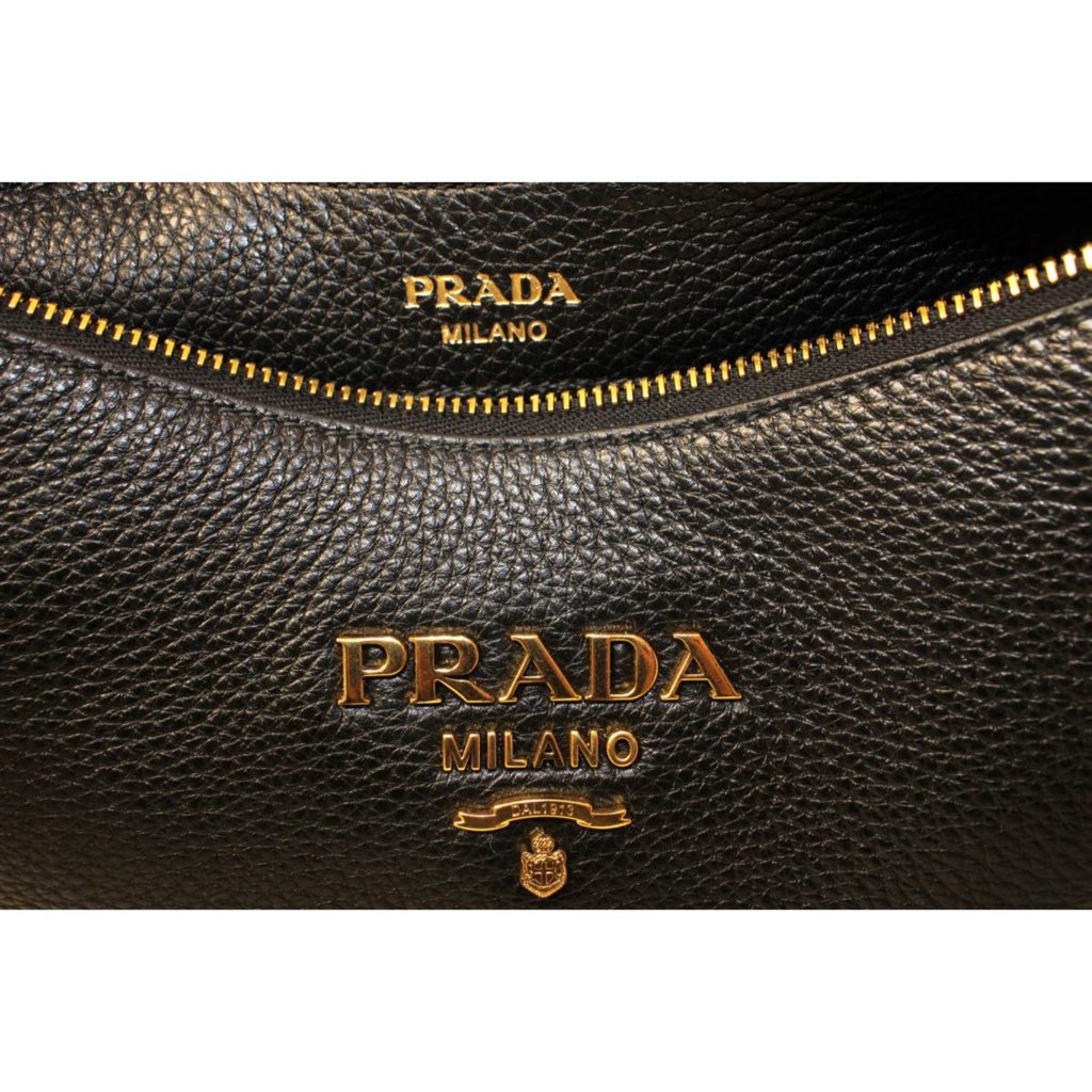 Prada Prada Black Vitello Phenix Leather Web Stripe Strap Crossbody - Image 10