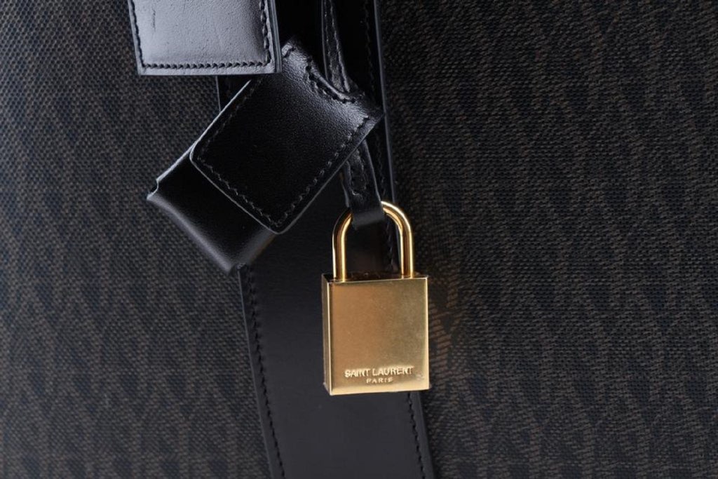Saint Laurent Saint Laurent Monogram Large Luggage Case Bag Dark Brown Coated Canvas - Detail 2