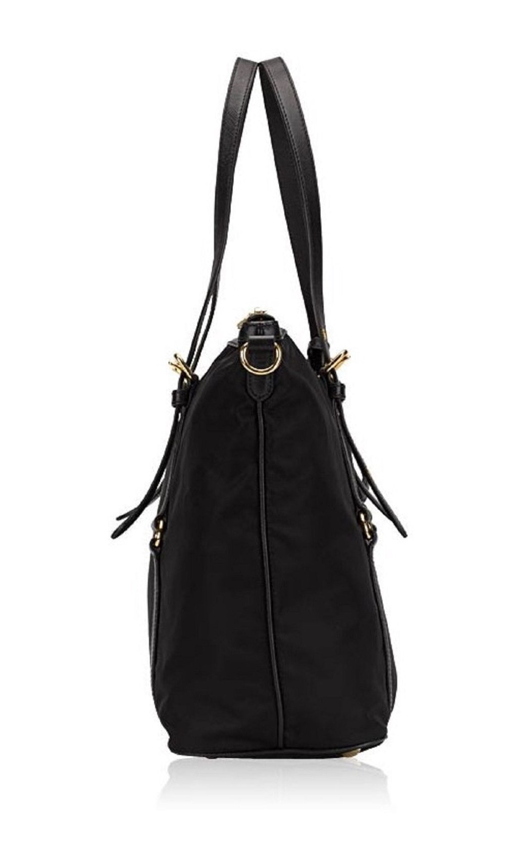 Prada Prada Tessuto Nylon Saffiano Leather Black Top Zip Tote Bag - Image 6