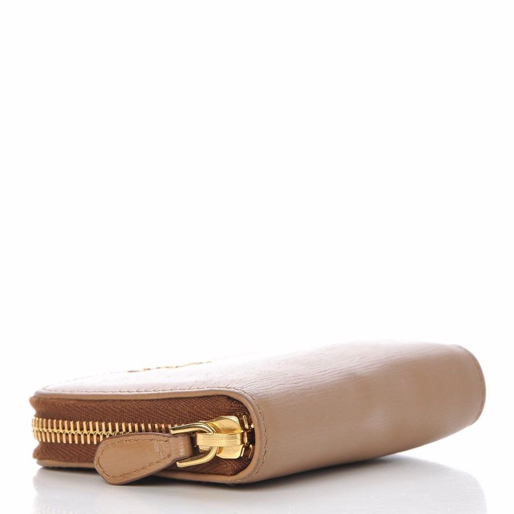 Prada Prada Vitello Move Cipria Beige Leather Zip Around - Side view