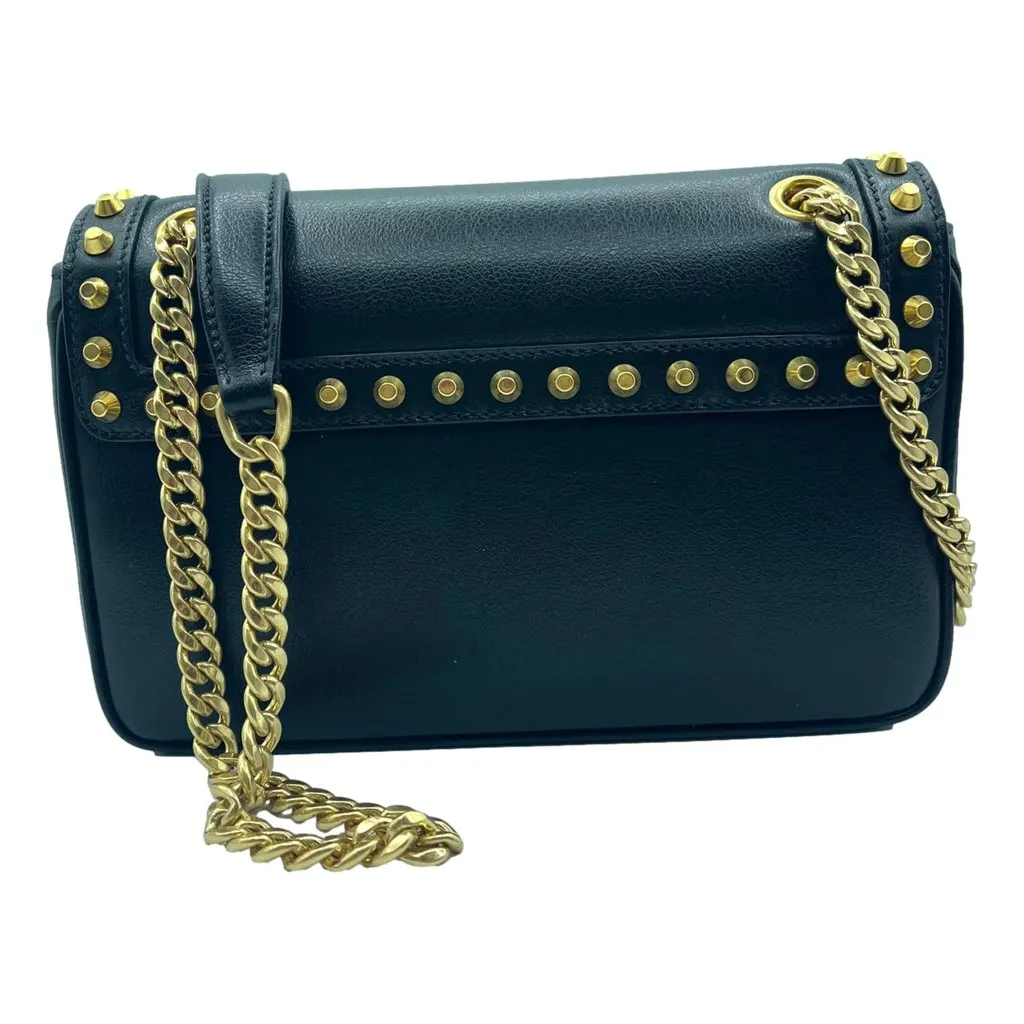 Prada Pattina Black Calf Leather Studded Flap Chain Crossbody Bag Black Leather Never worn, with tag - Inside View