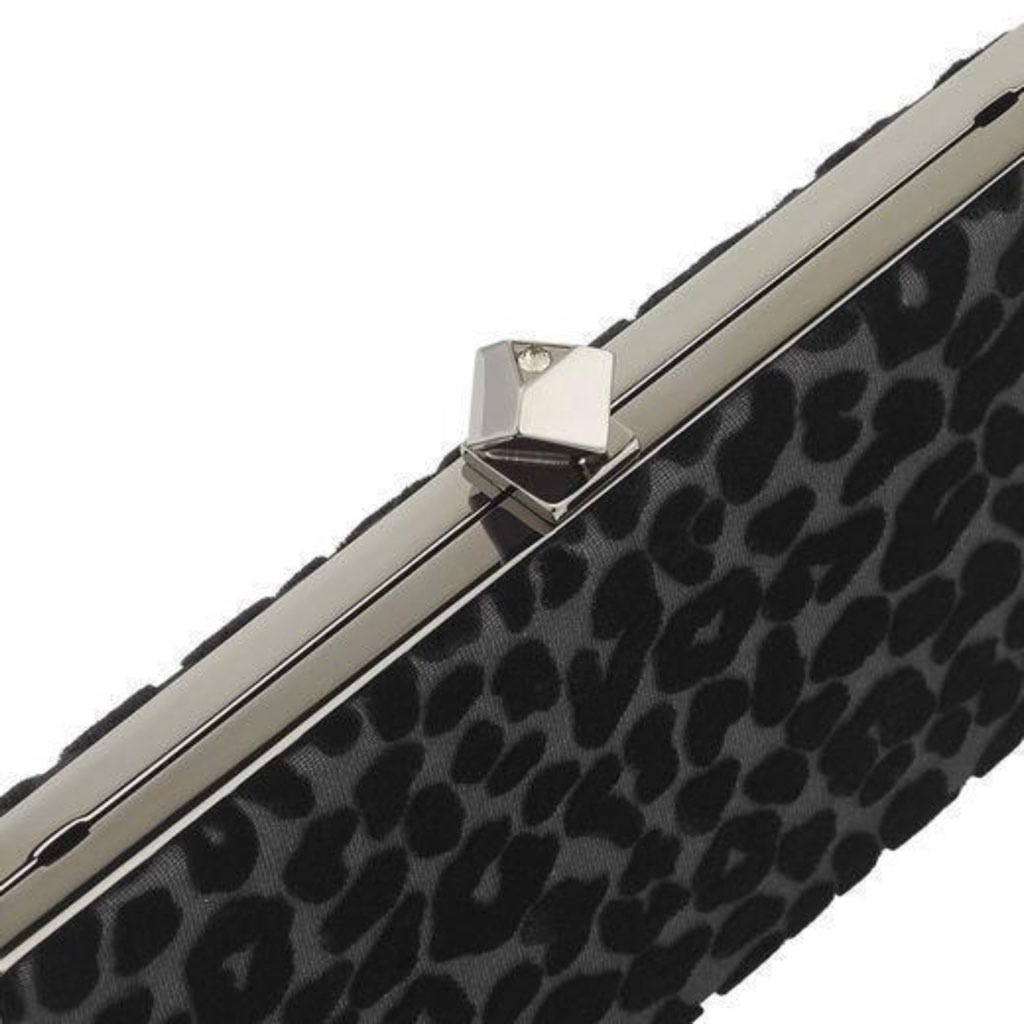 Jimmy Choo Jimmy Choo Celeste Black Devore Velvet Leopard Clutch Bag - Back view