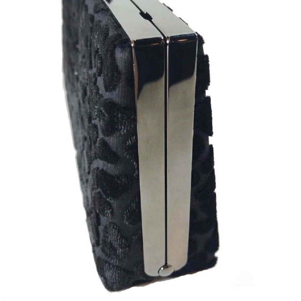 Jimmy Choo Jimmy Choo Celeste Black Devore Velvet Leopard Clutch Bag - Detail 1
