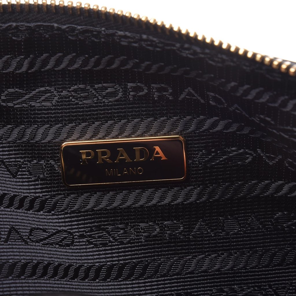 Prada Prada Vitello Daino Black Leather Cosmetic Pouch - Detail 1