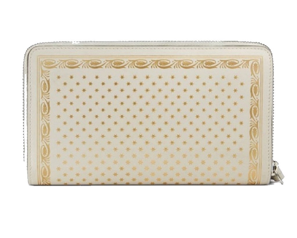 Gucci Gucci Sega Guccy Stars White Moon Gold Zipper Leather Wallet - Image 6