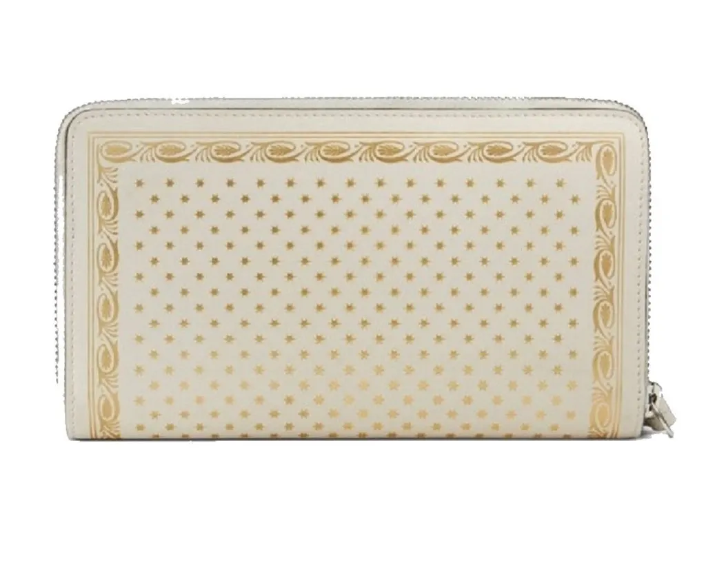 Gucci Sega Guccy Stars White Moon Gold Zipper Leather Wallet White Leather Never worn, with tag - Inside View