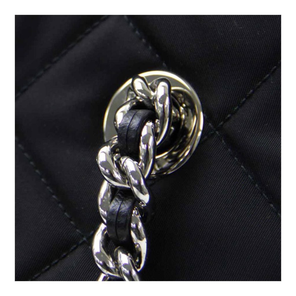 Prada Prada Black Quilted Tessuto Chain Shoulder Bag Tote - Side view