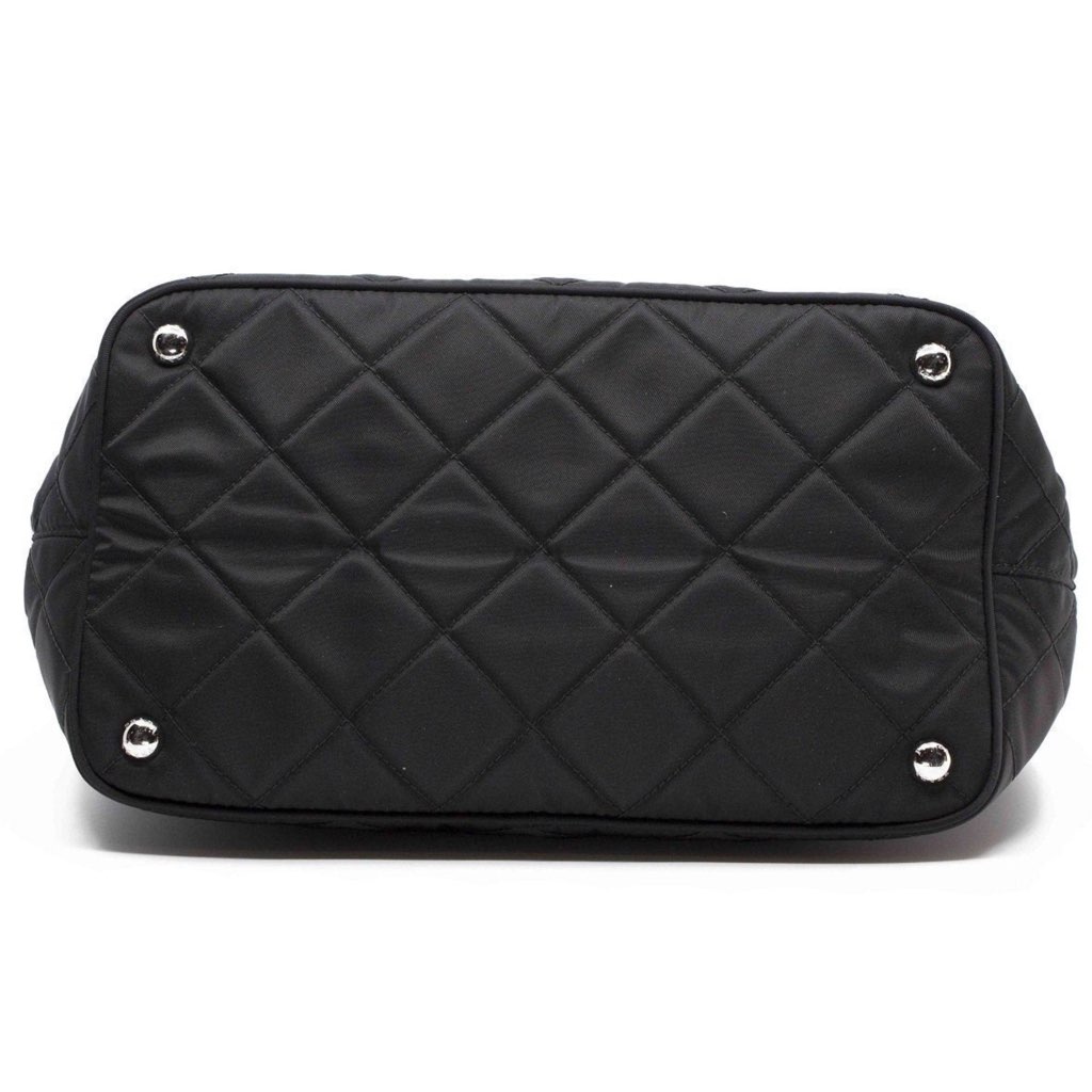 Prada Prada Black Quilted Tessuto Chain Shoulder Bag Tote - Detail 1