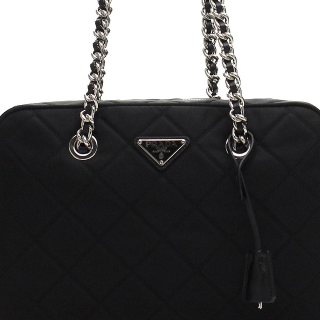 Prada Prada Black Tessuto Nylon Quilted Shoulder Handbag - Image 6