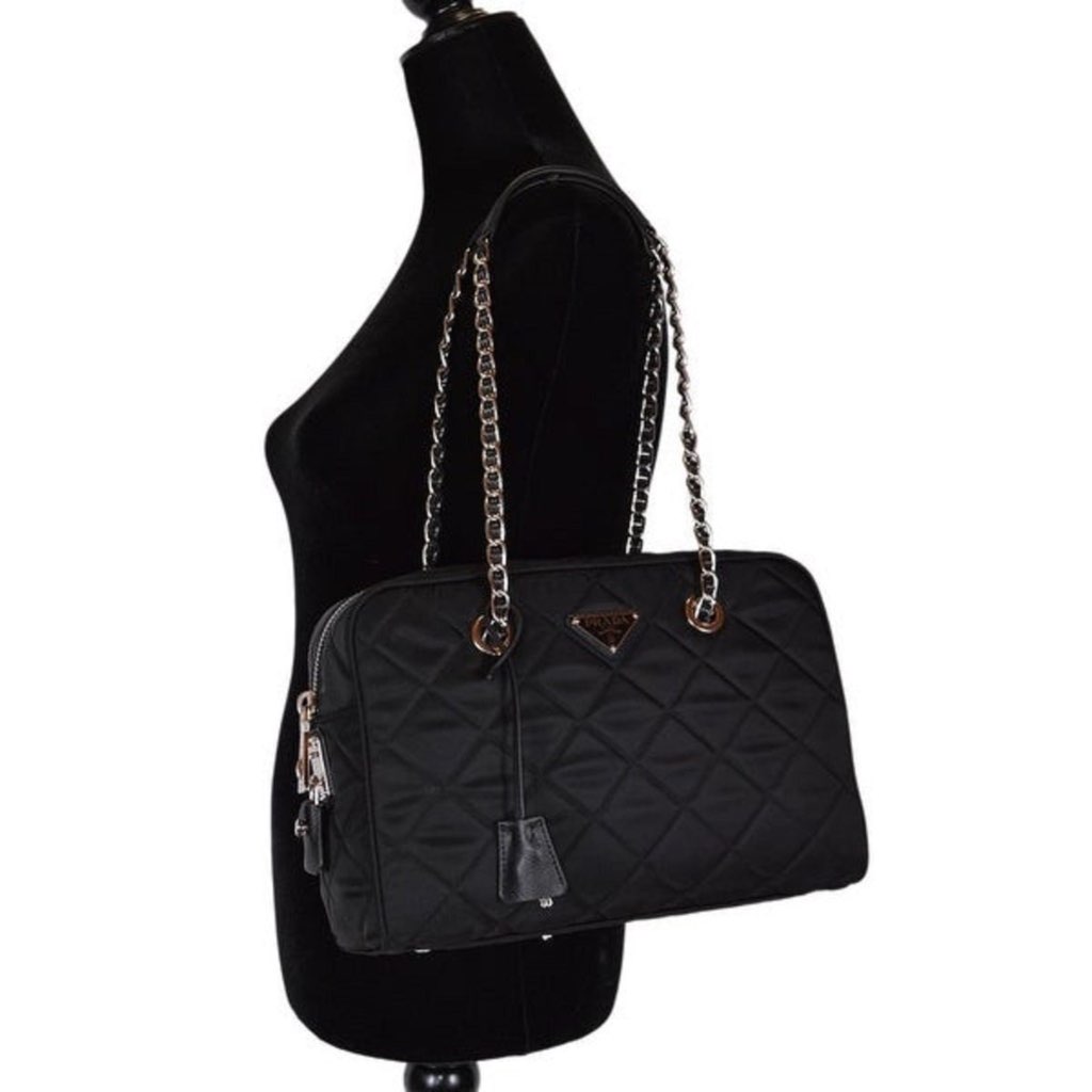 Prada Prada Black Tessuto Nylon Quilted Shoulder Handbag - Image 12