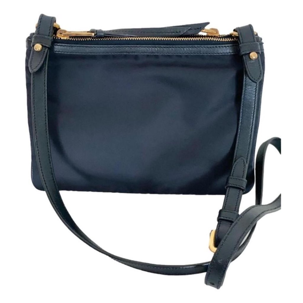 Prada Prada Tessuto Nylon Blue Zip Calf Leather Cross Body Bag - Image 6