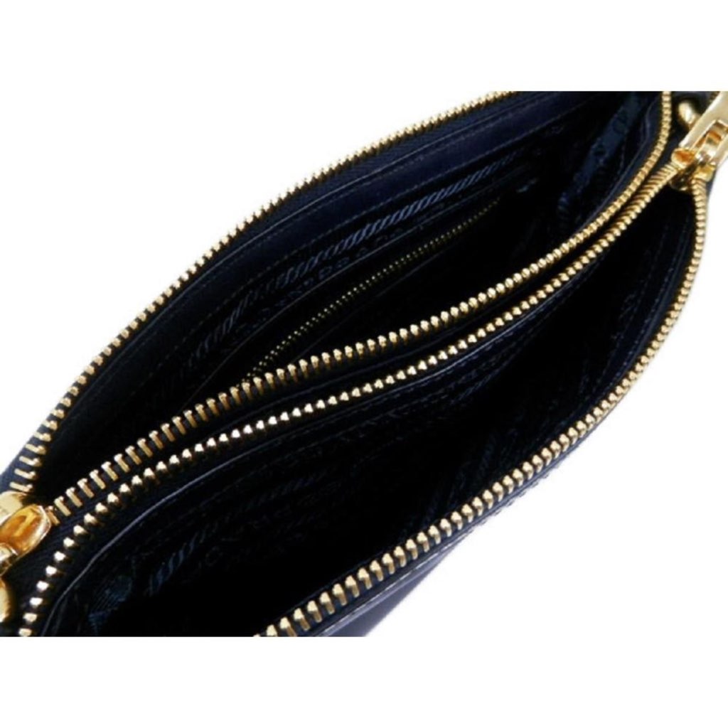 Prada Prada Tessuto Nylon Blue Zip Calf Leather Cross Body Bag - Detail 1