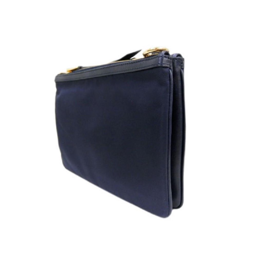 Prada Prada Tessuto Nylon Blue Zip Calf Leather Cross Body Bag - Image 11