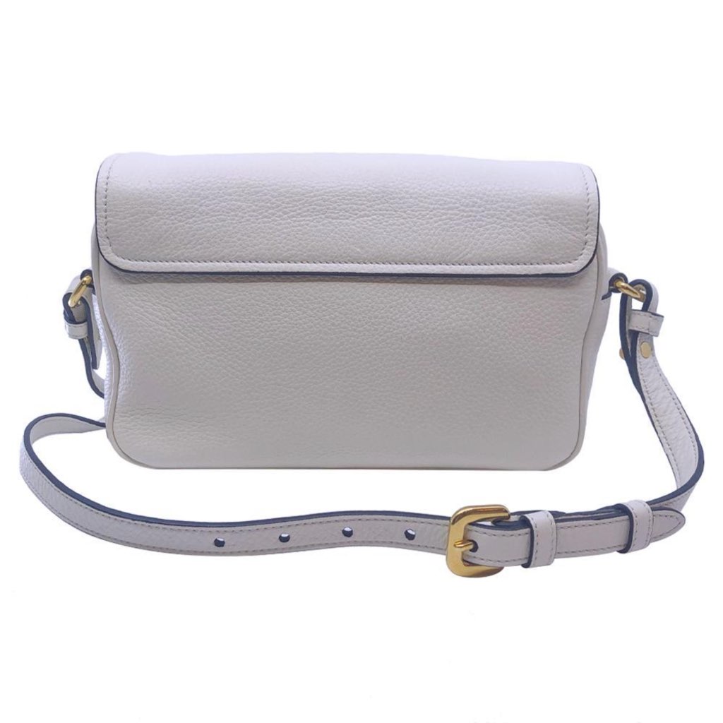 Prada Prada Flap Vitello Phenix Ivory Leather Cross Body Bag - Side view