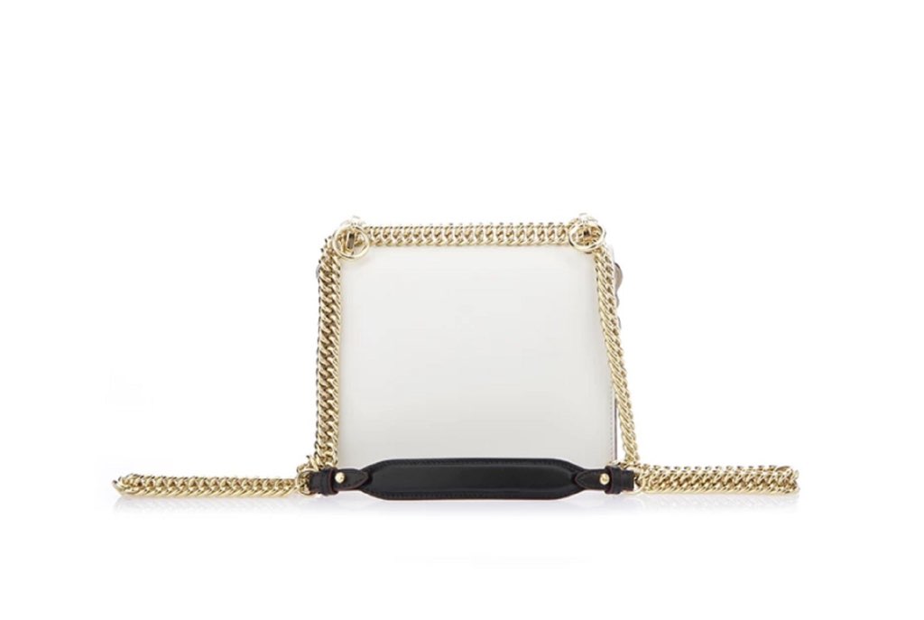 Fendi Fendi Kan I White Multi Color Flowers Leather Chain Bag - Side view