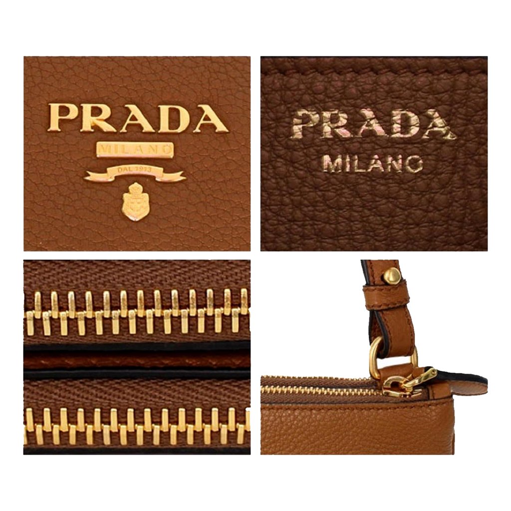 Prada Prada Vitello Phenix Cannella Brown Leather Crossbody Bag - Side view