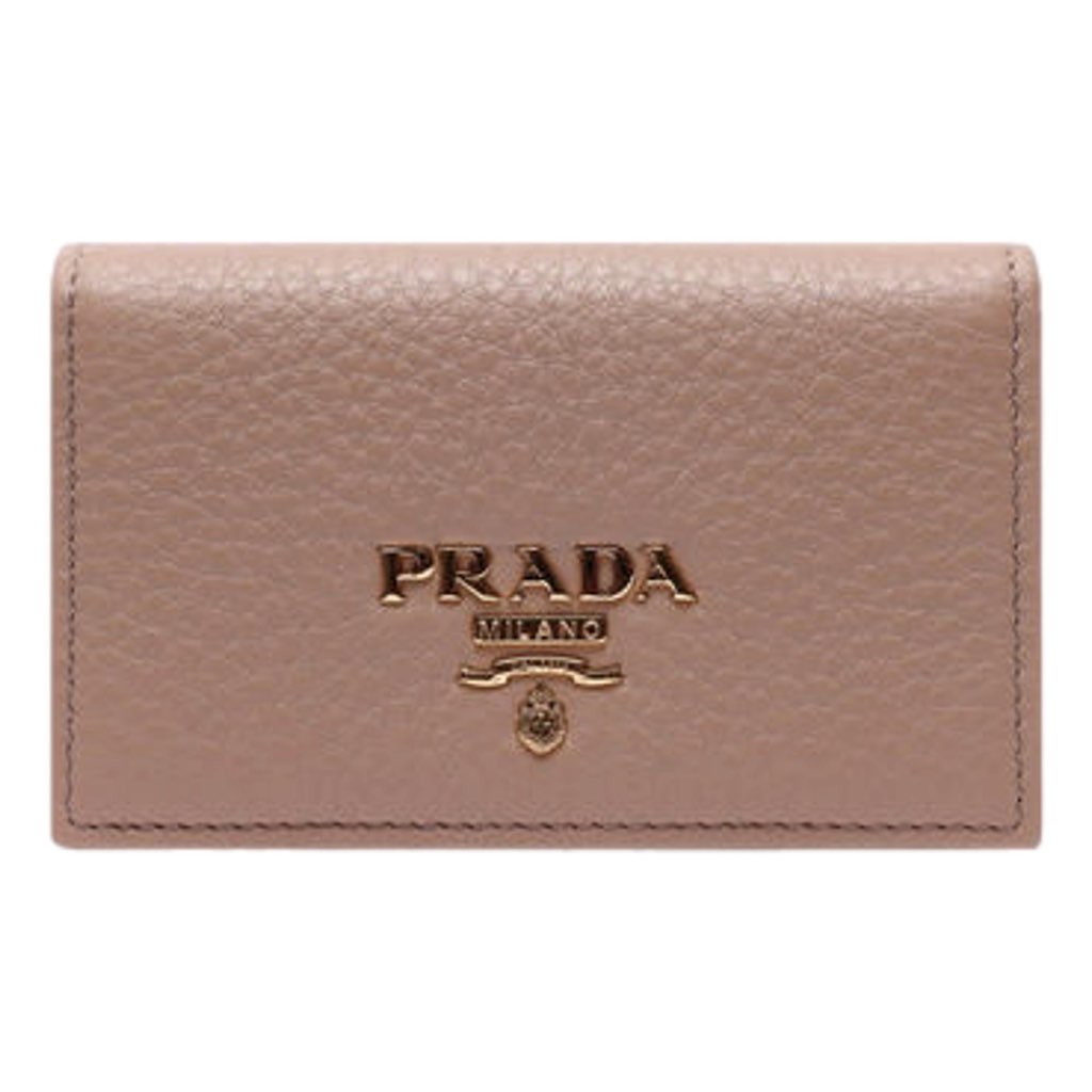Prada Prada Women's Vitello Grain Cammeo Beige Leather Card Case Wallet