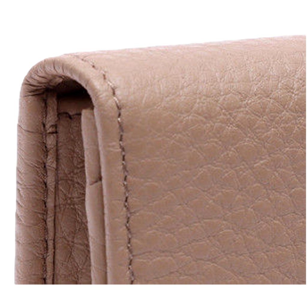 Prada Prada Women's Vitello Grain Cammeo Beige Leather Card Case Wallet - Side view