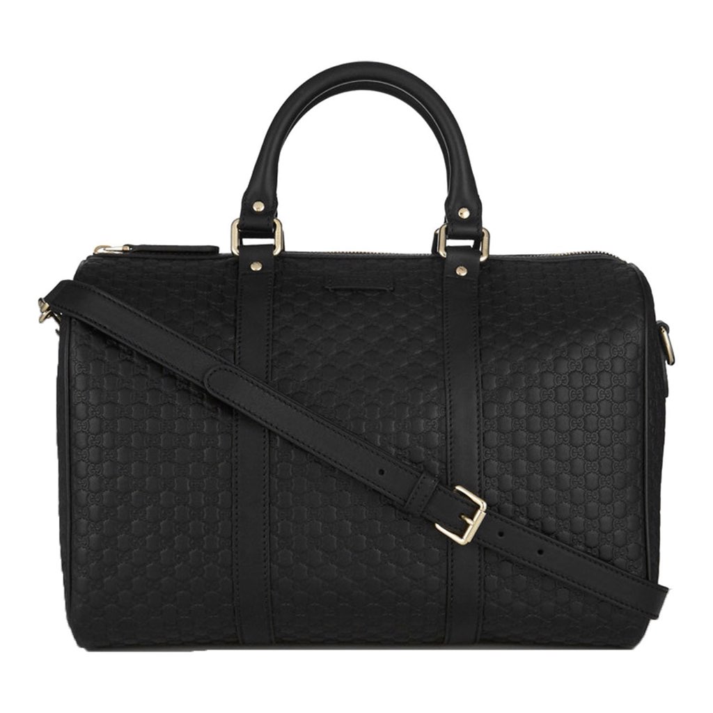 Gucci Gucci Microguccissima GG Black Leather Embossed Boston Bag