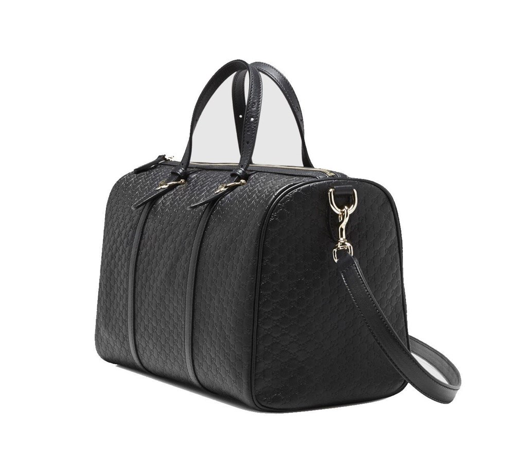 Gucci Gucci Microguccissima GG Black Leather Embossed Boston Bag - Back view