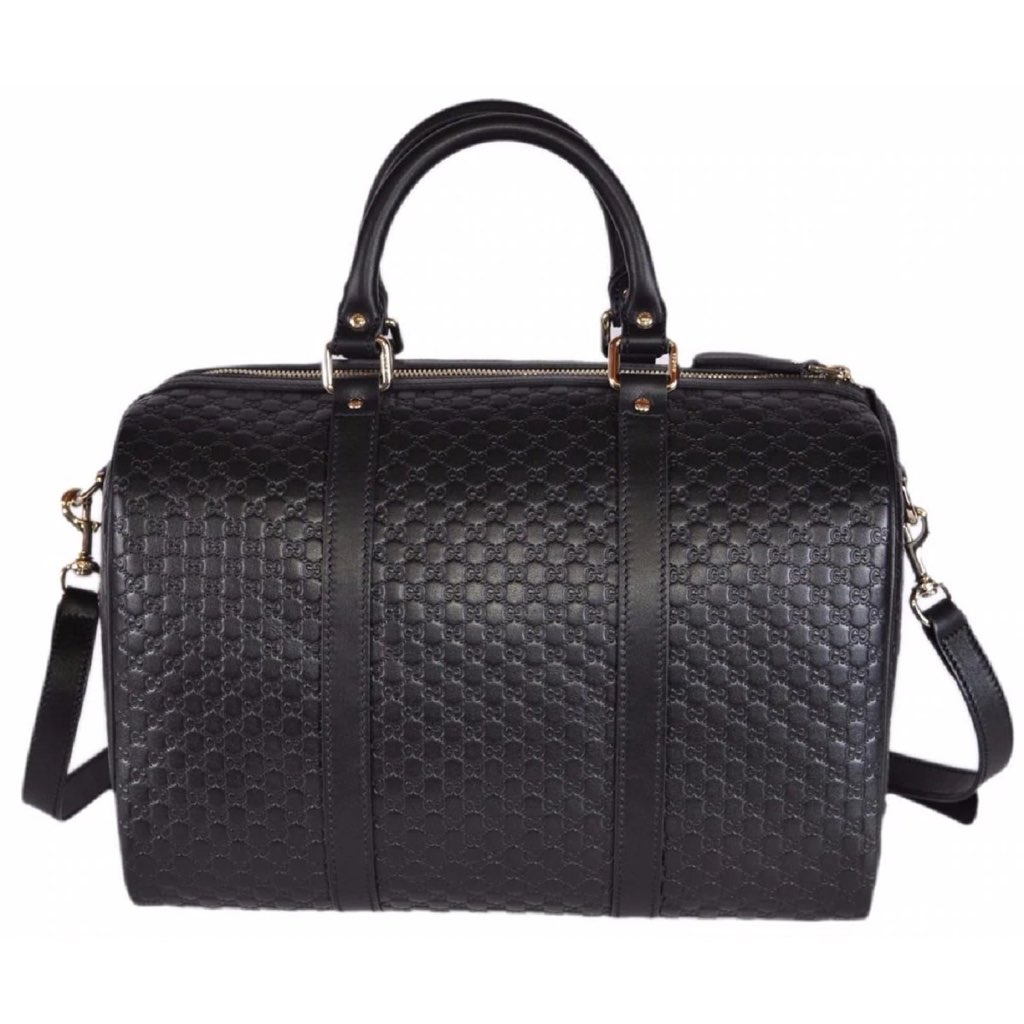 Gucci Gucci Microguccissima GG Black Leather Embossed Boston Bag - Side view