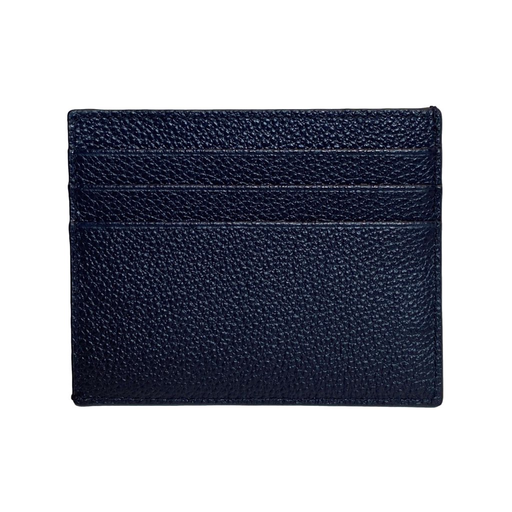 Prada Prada Vitello Micro Grain Leather Baltico Blue Card Holder Wallet - Back view