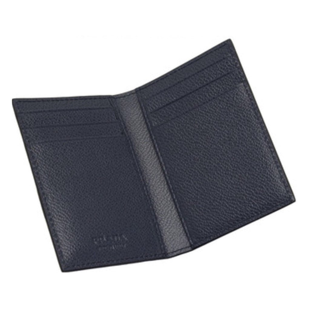 Prada Prada Vitello Grain Blue Leather Triangle Logo Vertical Bifold Wallet - Image 6