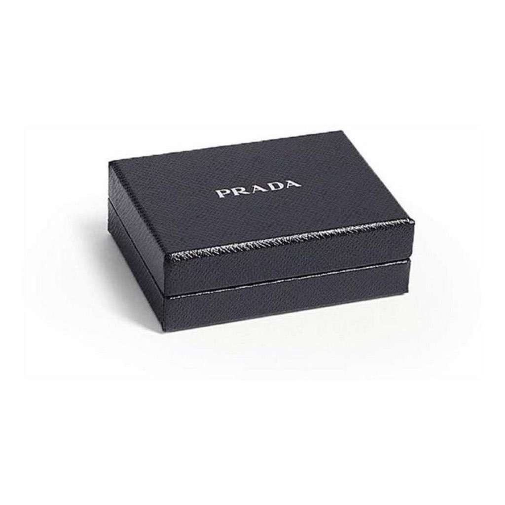 Prada Prada Vitello Grain Blue Leather Triangle Logo Vertical Bifold Wallet - 4