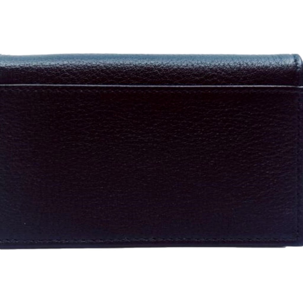 Prada Prada Mens Saffiano Flap Card Holder Wallet Black - Back view