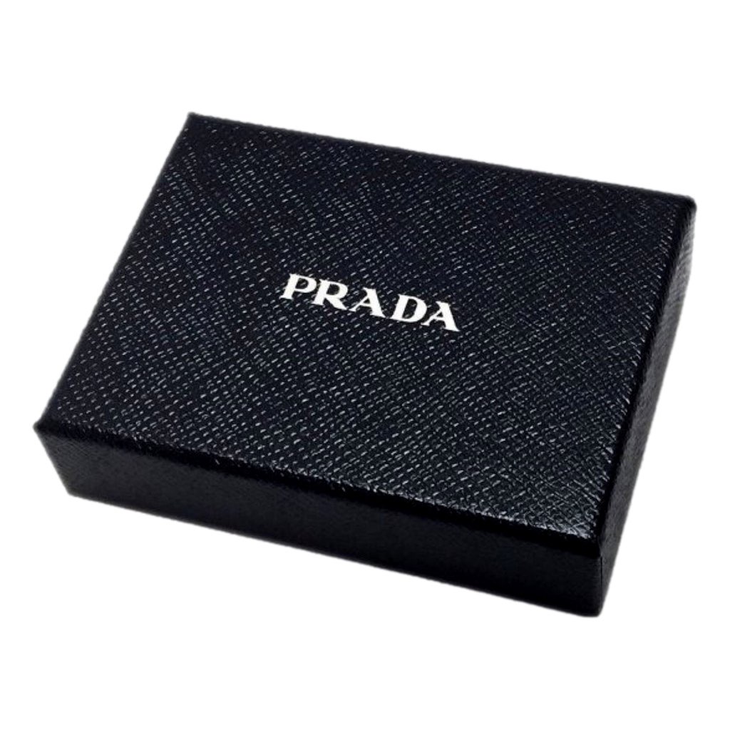 Prada Prada Mens Saffiano Flap Card Holder Wallet Black - Detail 1