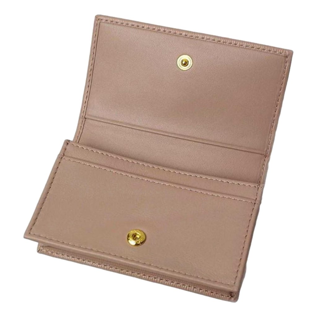 Prada Prada Vitello Move Cipria Beige Leather Mini Cardholder Snap Wallet - 4