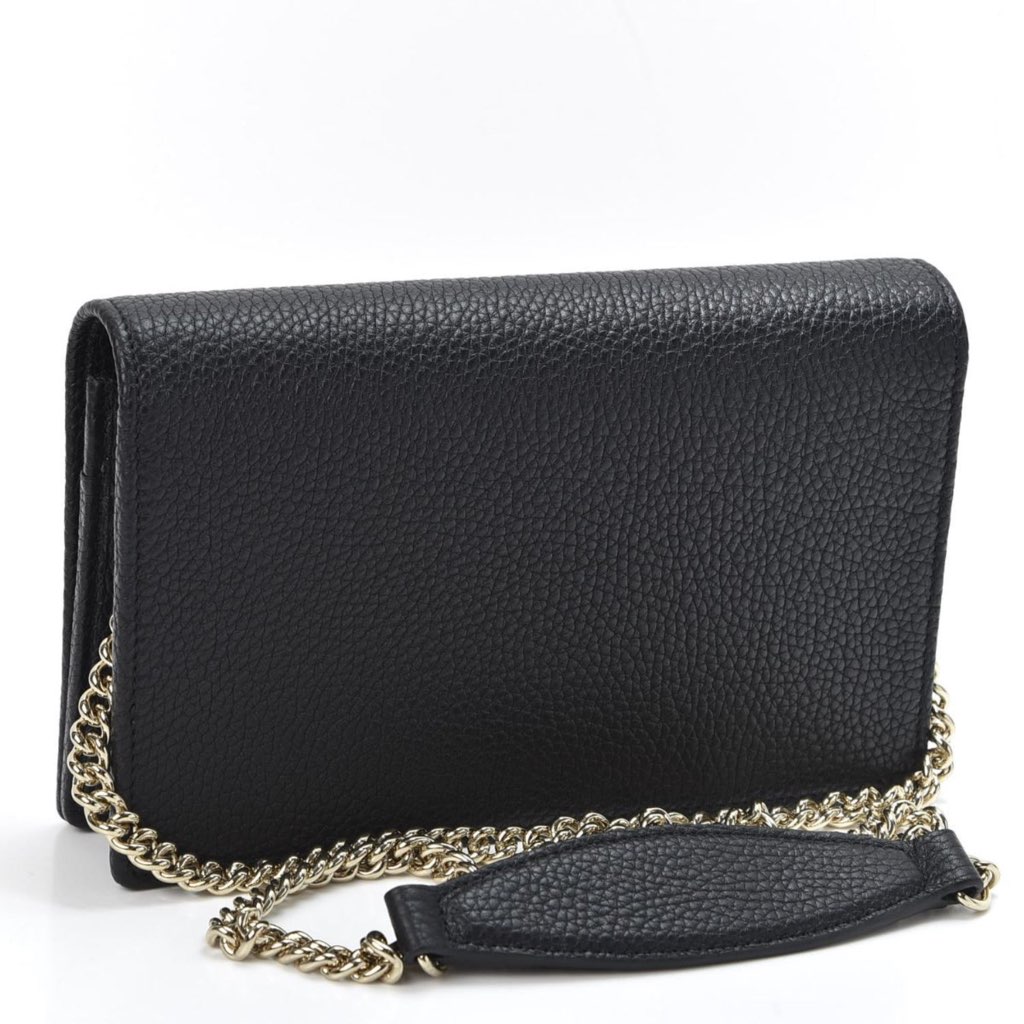 Gucci Gucci Soho Wallet on Chain Black Leather Cross Body Clutch Bag - Side view