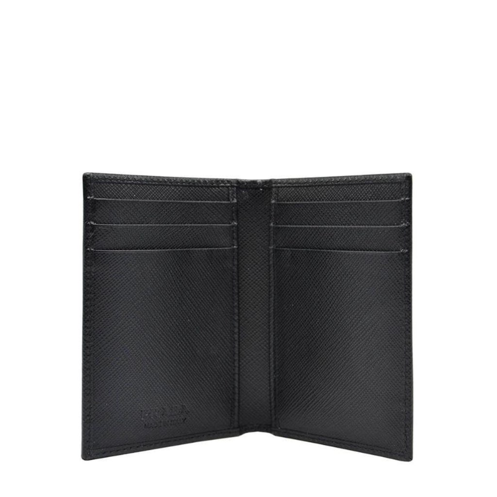 Prada Prada Mens Saffiano Leather Vertical Card Black Holder - Back view