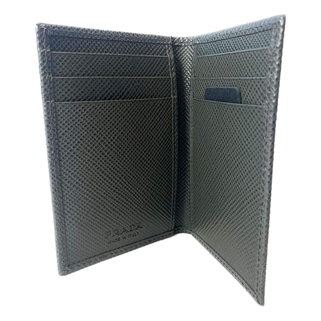 Prada Prada Mens Saffiano Leather Vertical Card Black Holder - Detail 1