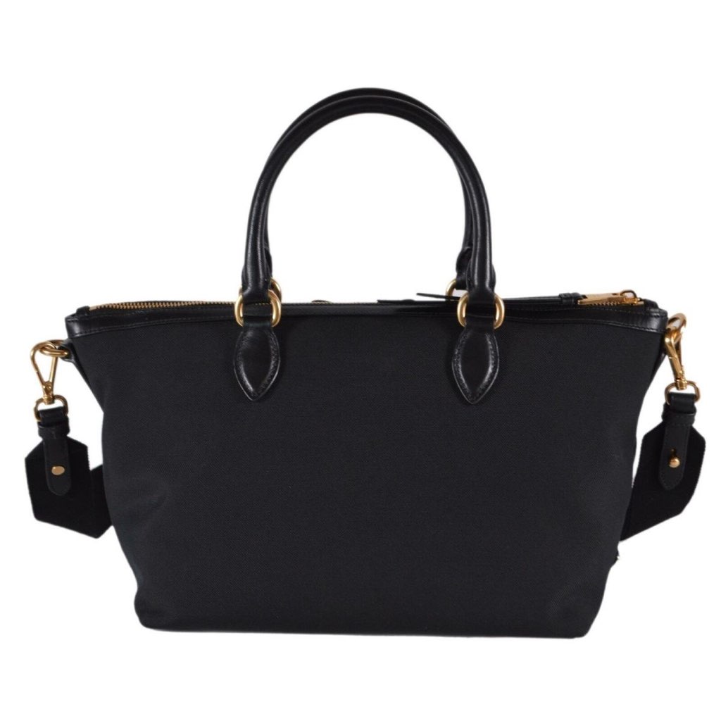 Prada Prada Logo Jacquard Black Canvas Satchel Crossbody - Image 6