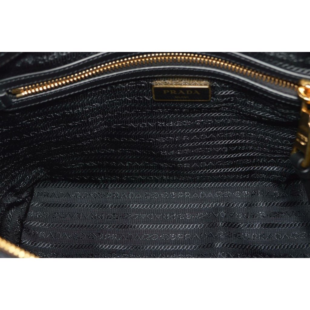 Prada Prada Logo Jacquard Black Canvas Satchel Crossbody - Detail 1