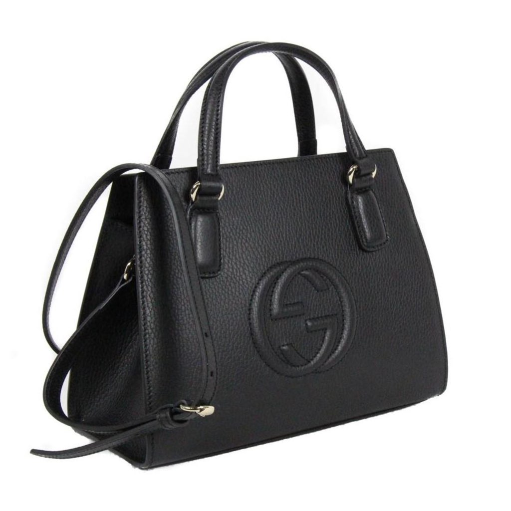 Gucci Gucci Soho Leather Tote Crossbody Bag Black