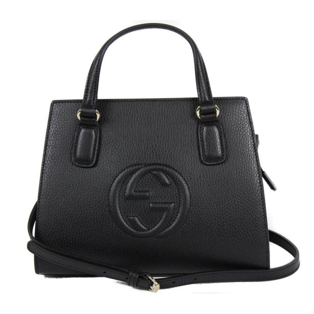Gucci Gucci Soho Leather Tote Crossbody Bag Black - Back view