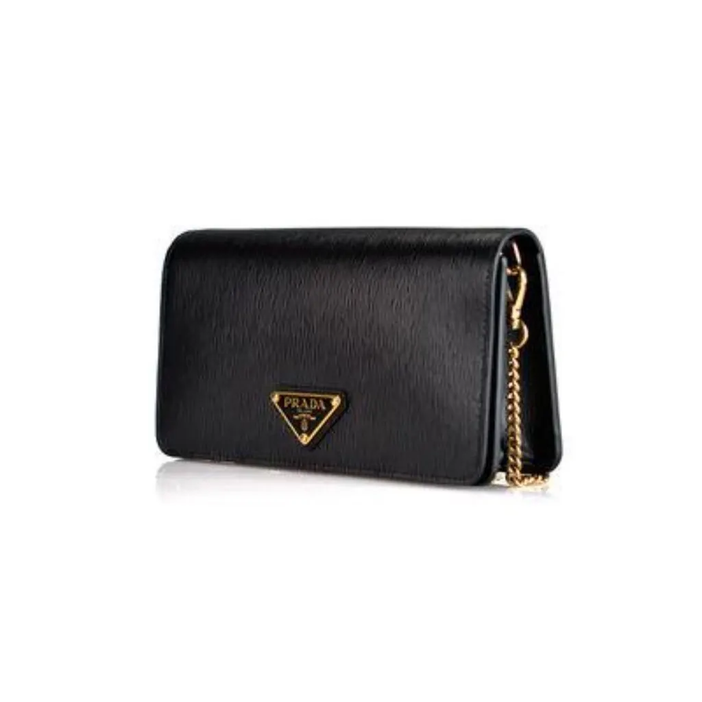Prada Miniborse Black Vitello Move Leather Chain Cross Body Black Leather Never worn, with tag - Back View