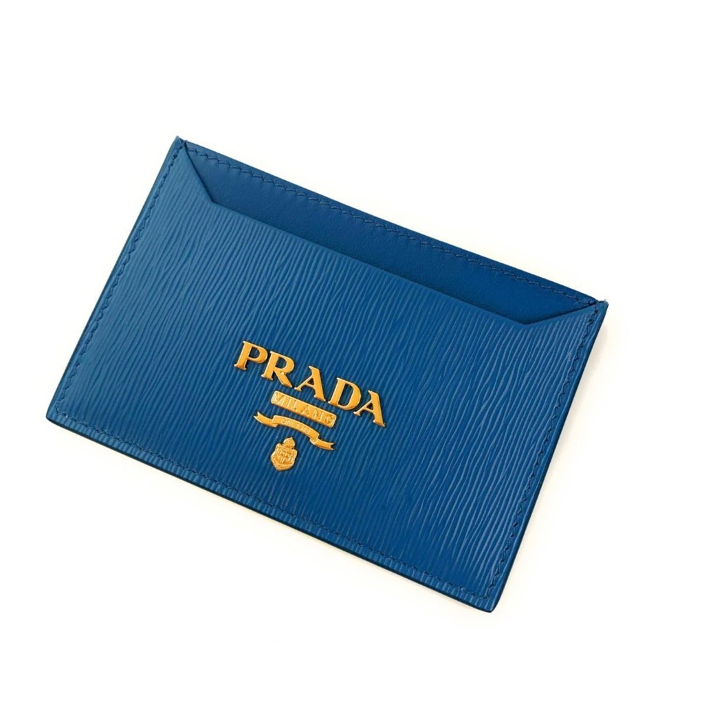 Prada Prada Vitello Move Cobalt Blue Leather Small Card Case Wallet