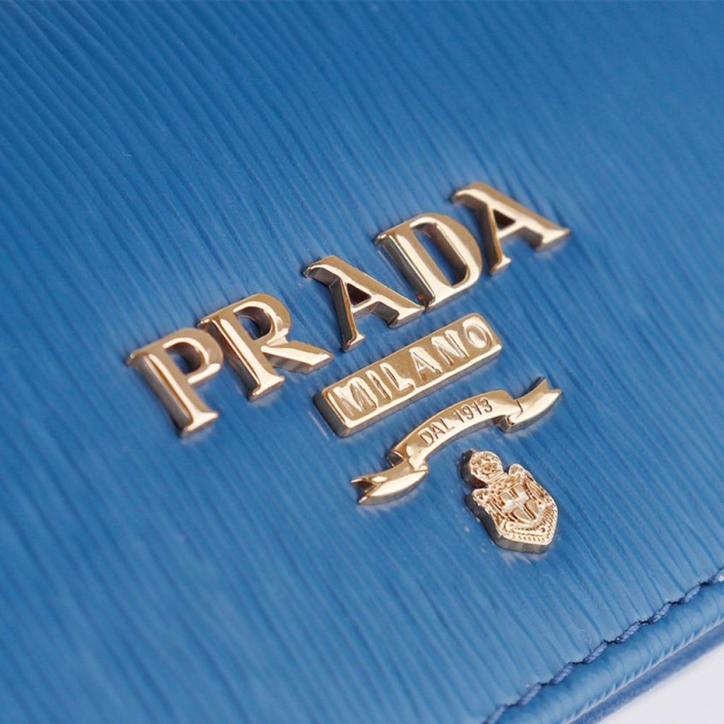 Prada Prada Vitello Move Cobalt Blue Leather Small Card Case Wallet - Detail 1