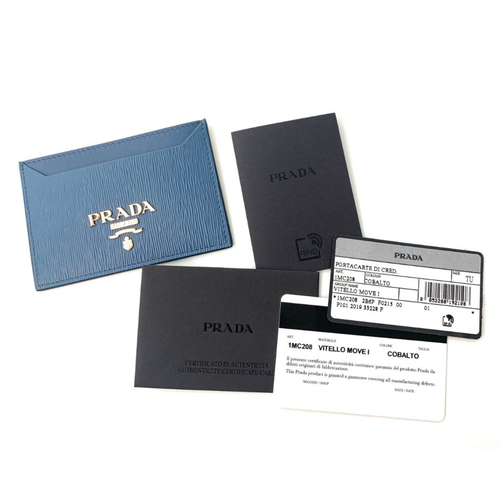 Prada Prada Vitello Move Cobalt Blue Leather Small Card Case Wallet - Image 10