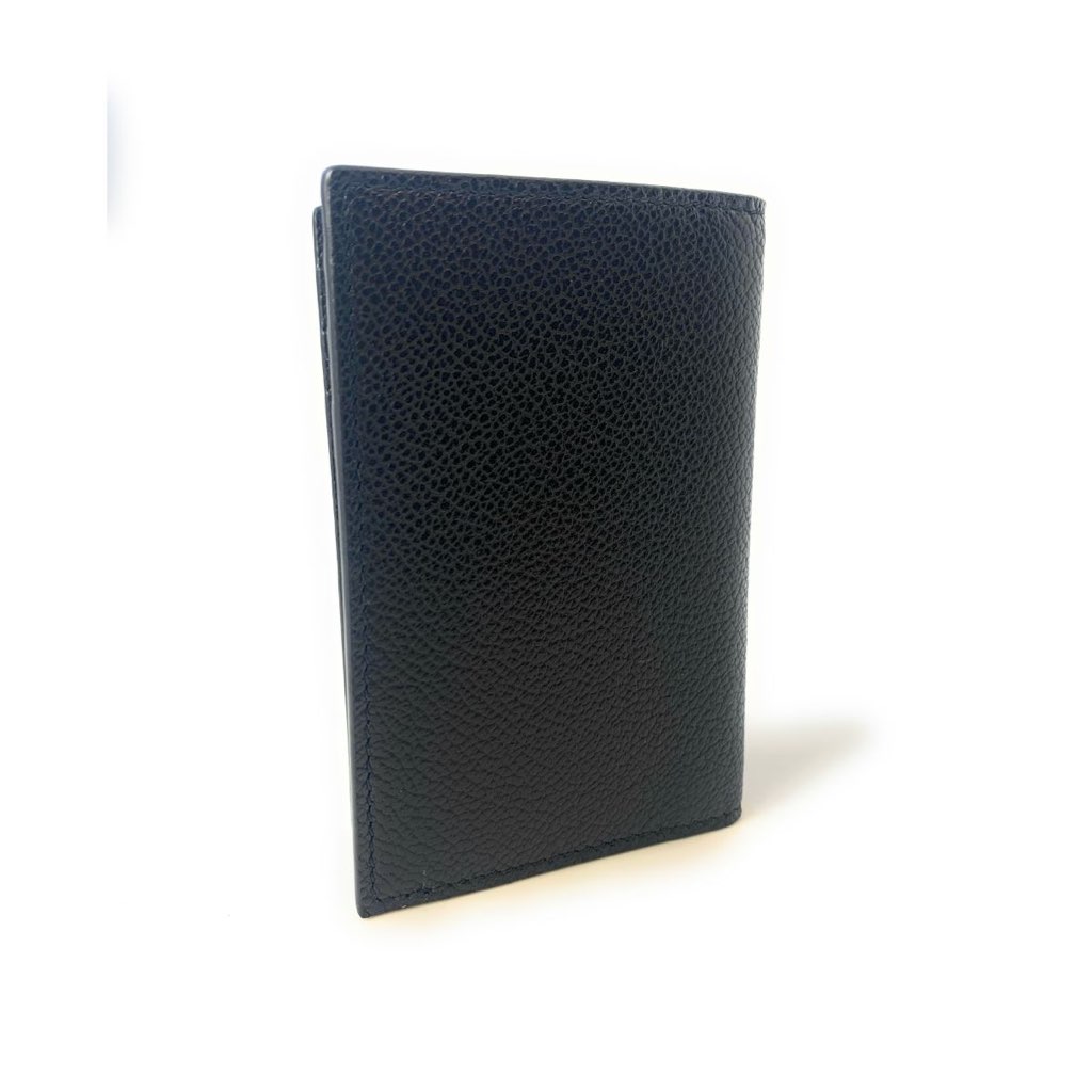 Prada Prada Vitello Grain Black Leather Triangle Logo Vertical Bifold Wallet - Side view