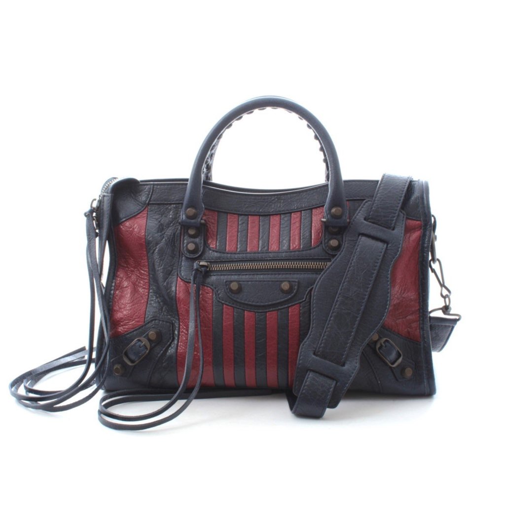 Balenciaga Balenciaga Classic City Marine Bordeaux Stripe Small Satchel Bag