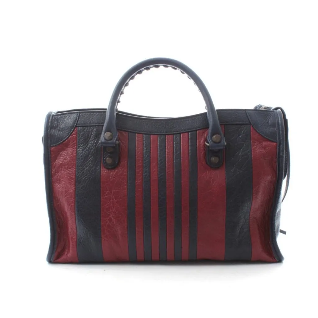 Balenciaga Classic City Marine Bordeaux Stripe Small Satchel Bag Black Leather Never worn, with tag - Inside View