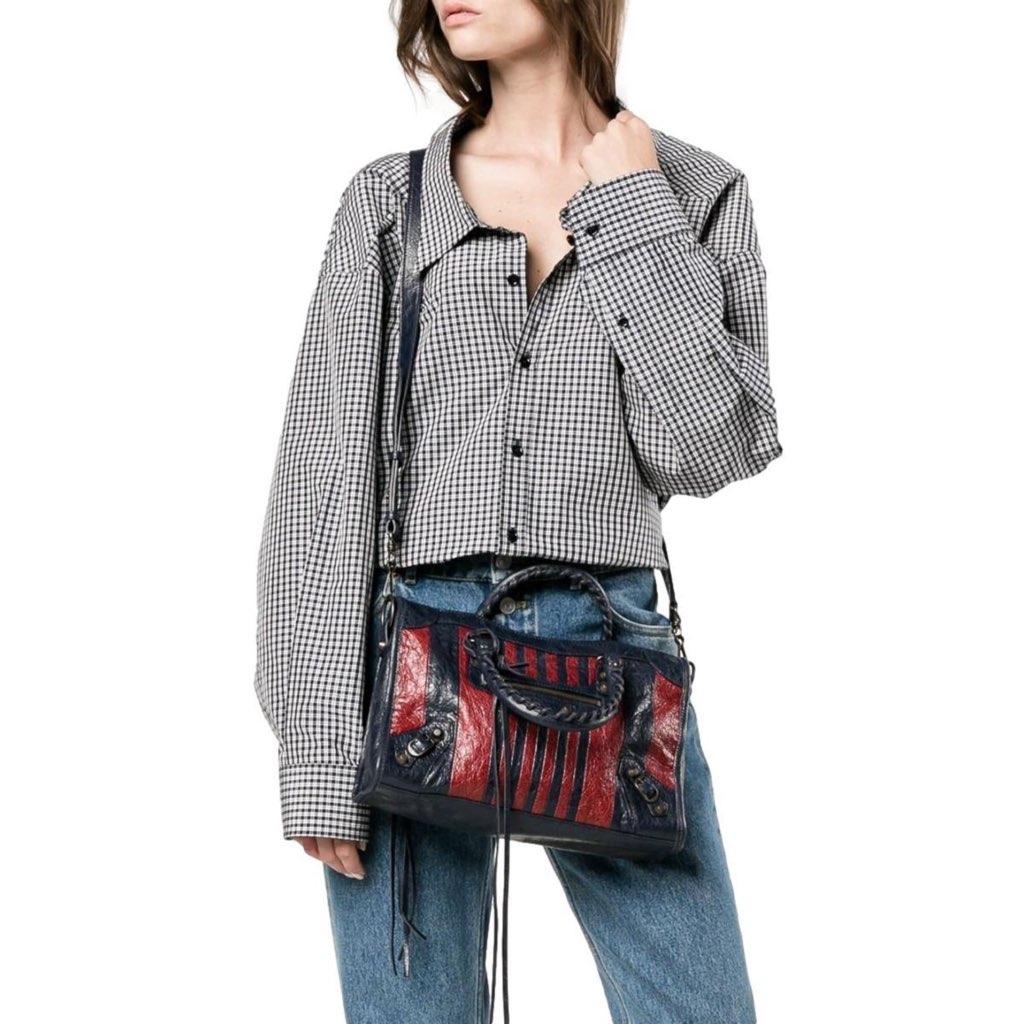 Balenciaga Balenciaga Classic City Marine Bordeaux Stripe Small Satchel Bag - Image 11
