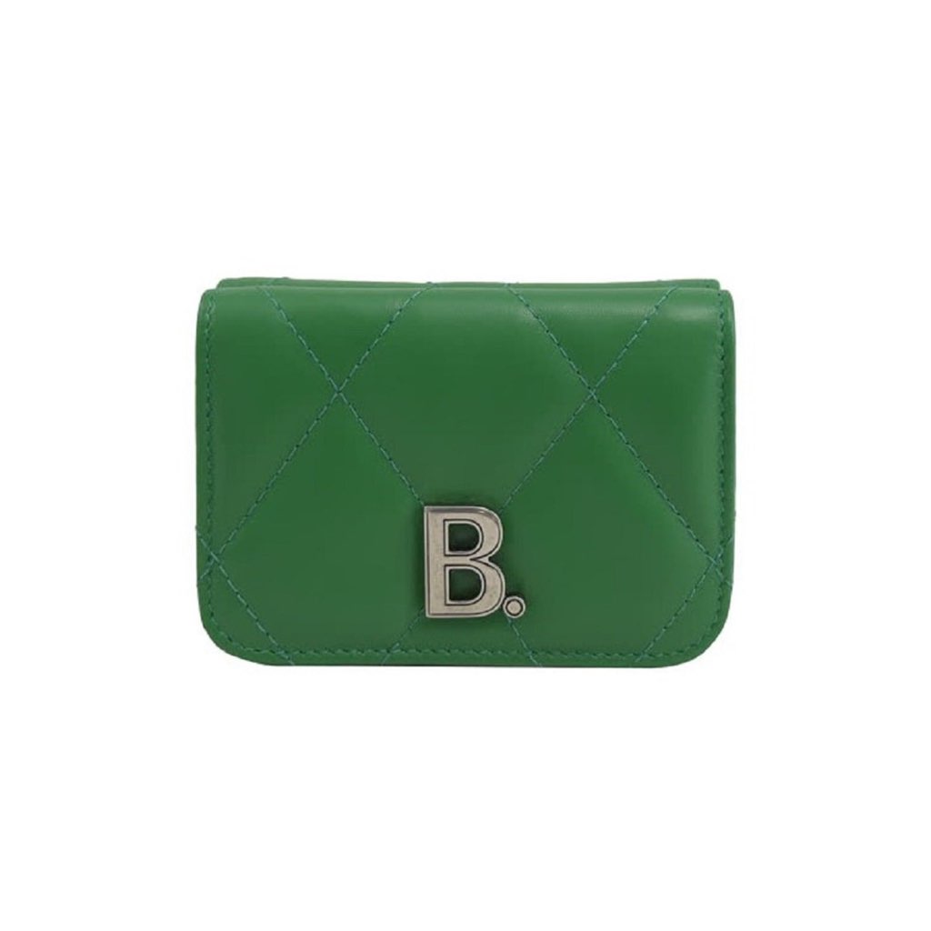 Balenciaga Balenciaga Touch Leaf Green Nappa Leather Quilted Mini Trifold Wallet