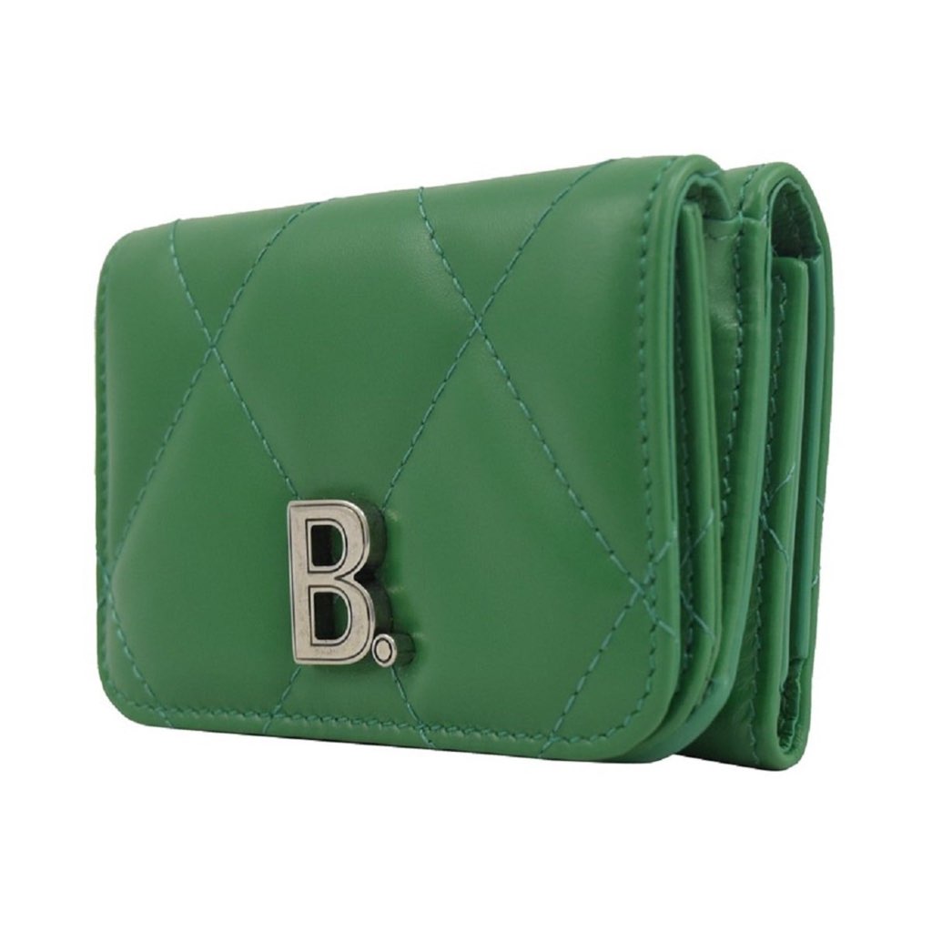 Balenciaga Balenciaga Touch Leaf Green Nappa Leather Quilted Mini Trifold Wallet - Back view